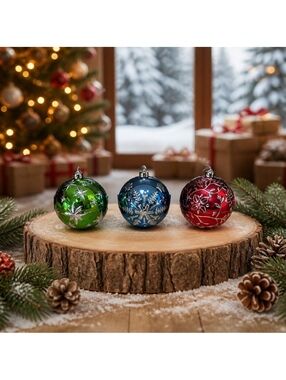 Vintage Mr.Christmas Musical Christmas Ornament Set of 3 Miniature Scenes Inside